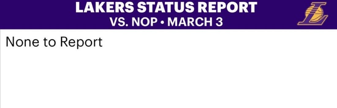 湖人队清空了伤病报告 