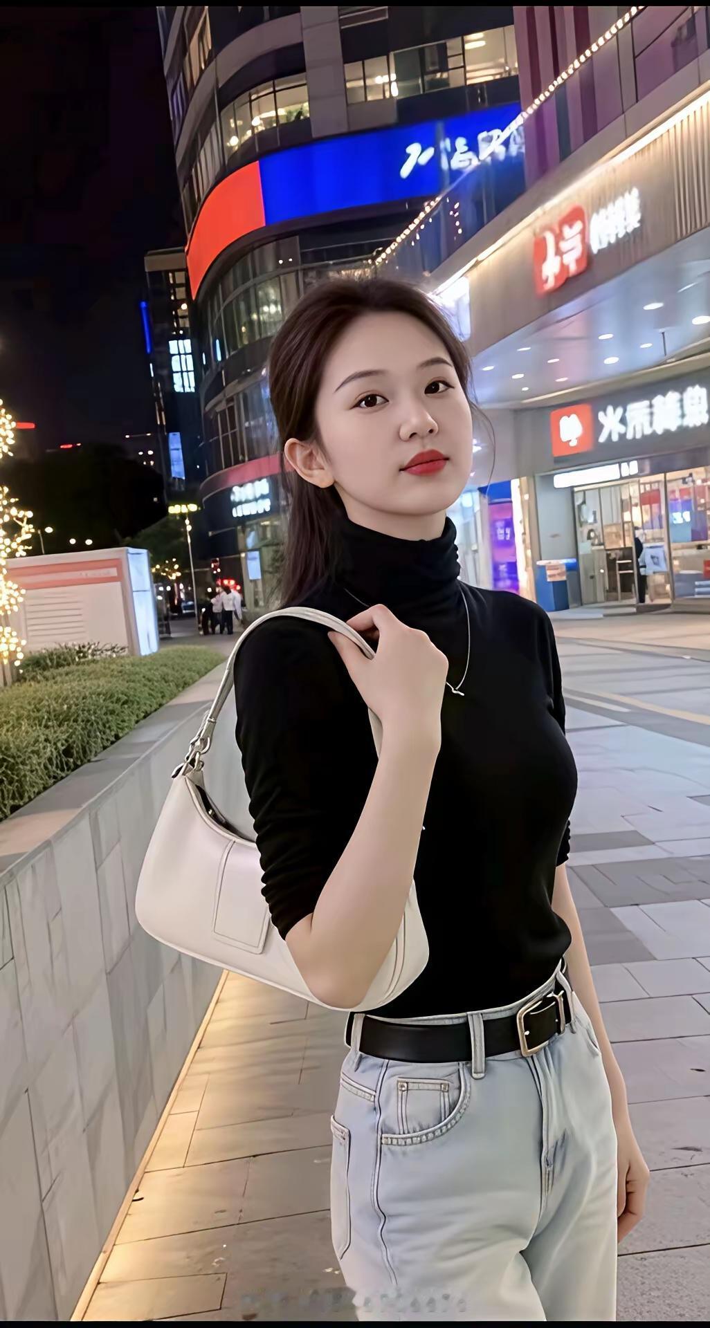 都市夜色下的时尚穿搭，黑白配尽显优雅气质