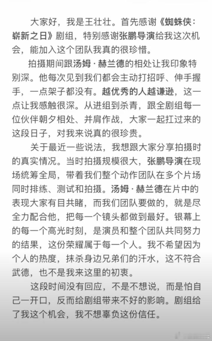 荷兰弟替身道歉近日，荷兰弟替身王壮壮发文就电影中打戏“抢功”争议道歉。他表示：“