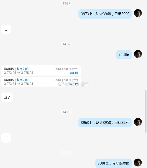 第三波拿下！我在3963的多单已在3970收割一波，后市行情涨至3973本以为要