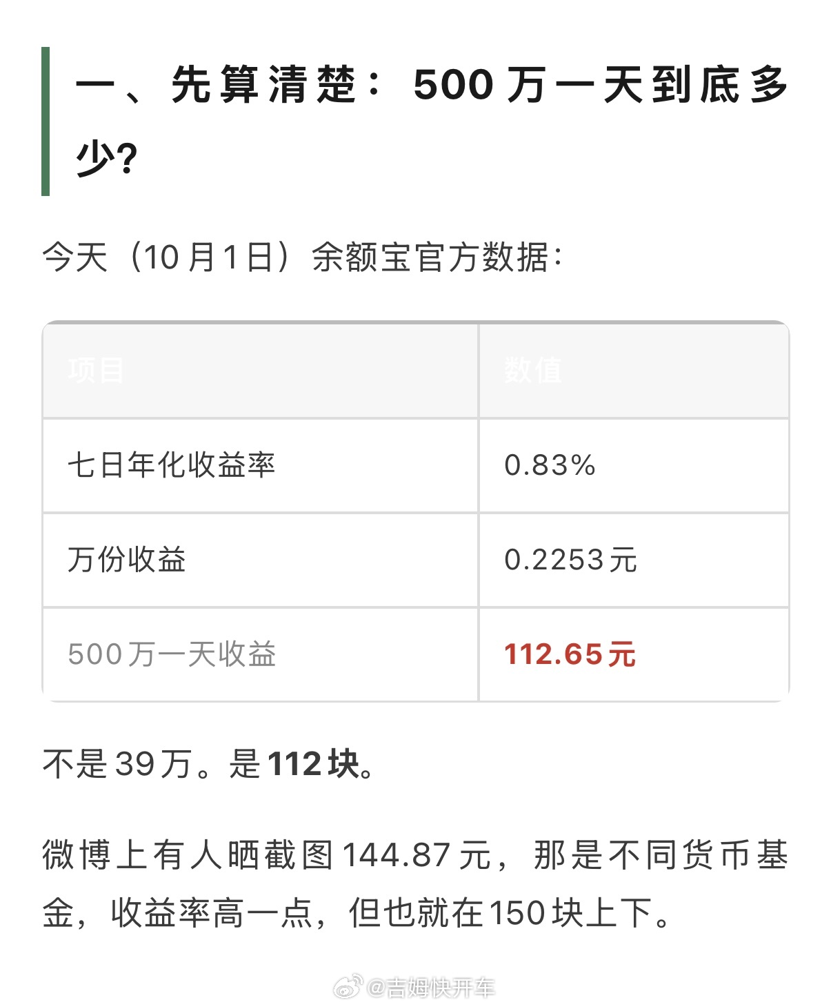 500万放余额宝一天的收益网上看个乐呵得了现实里有几个有五百万现金存款现在放一天