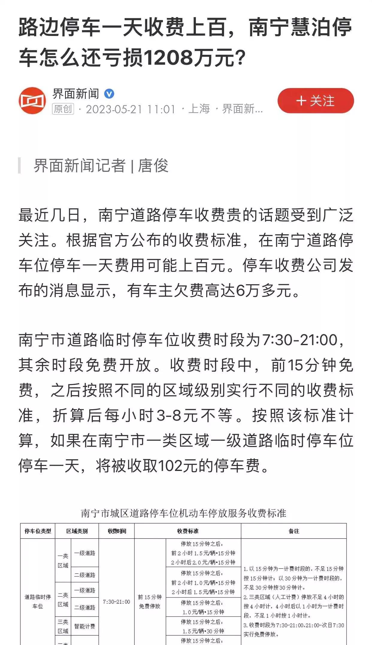 难以置信！路边停车一天收费上百元，南宁慧泊停车场居然还亏损了1208万，一个停车