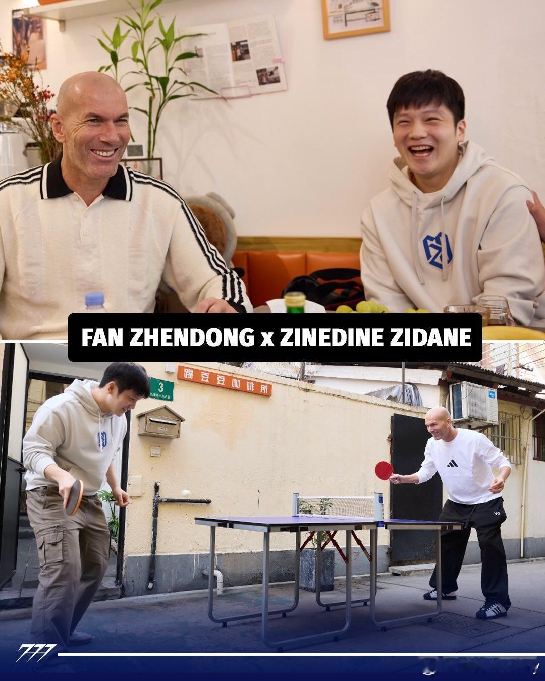 东哥和足坛名宿齐达内。樊振东