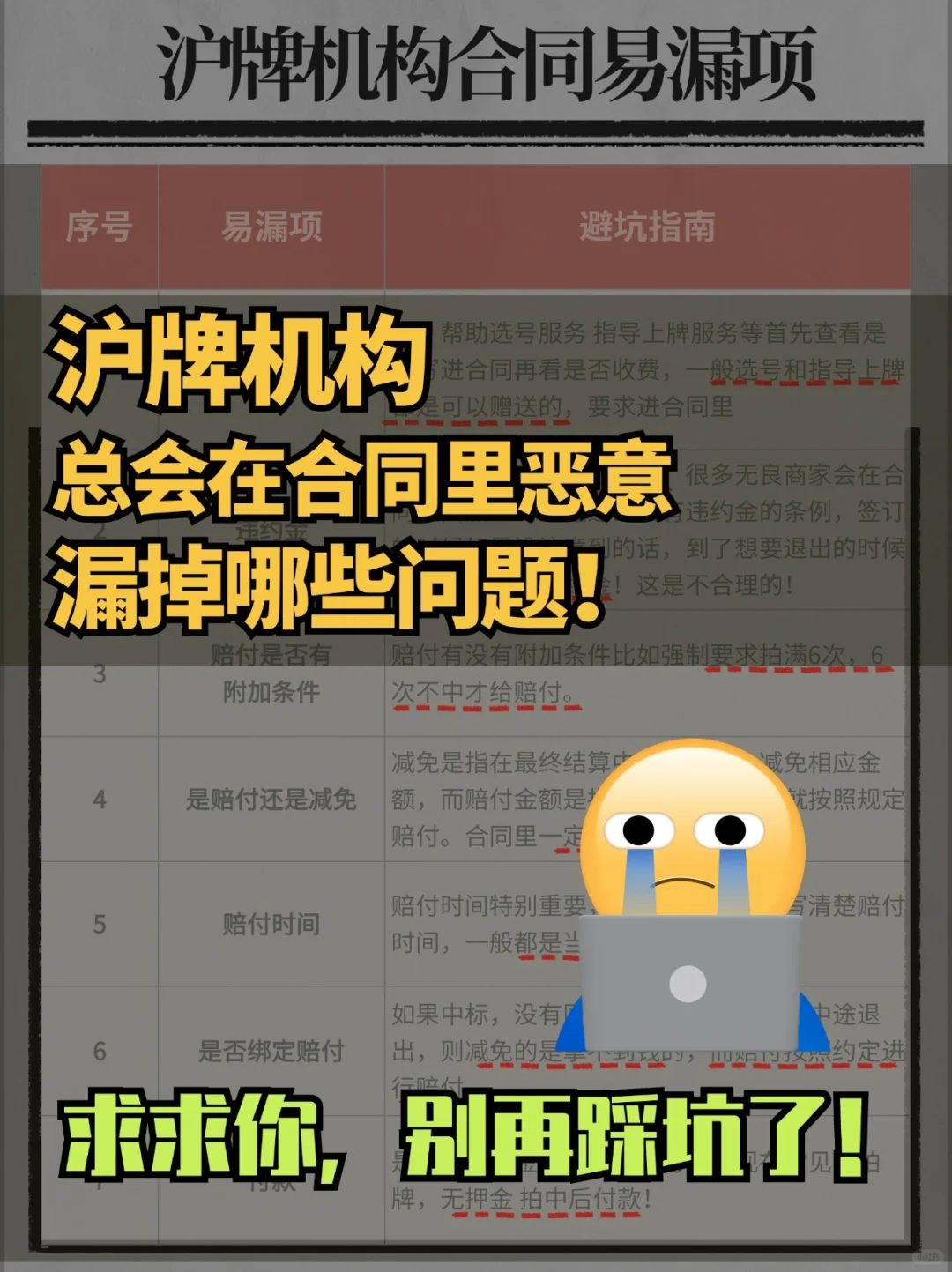 小心拍沪牌合同里容易踩坑的这7个易漏项‼️