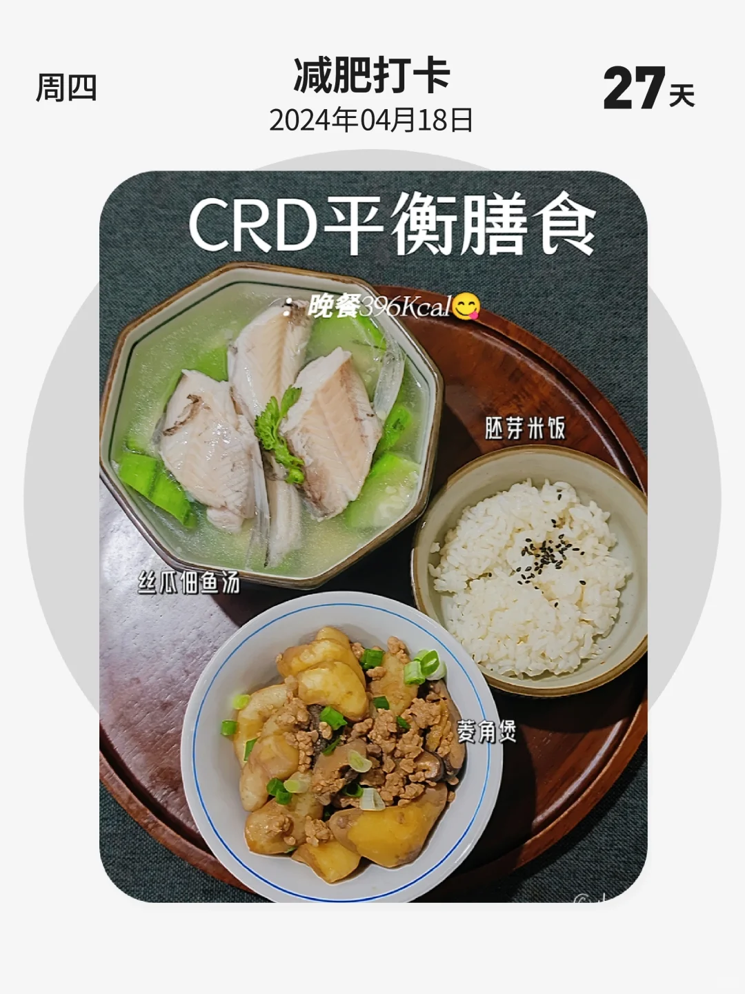 减肥打卡 | 第 27 天，CRD平衡膳食