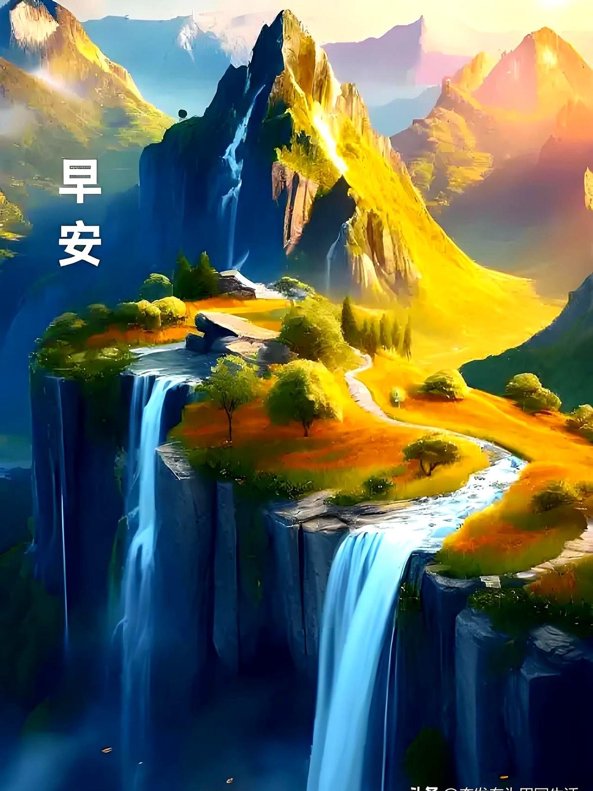 “招财进宝”四个字，早上刷手机时像弹窗一样蹦出来，配图是阳光穿过树林。

手指停