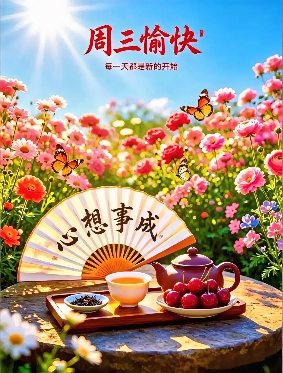 周三早安！让心化作透明水晶，盈满温柔与生机。于似水光阴中放缓脚步，和生活谈一场甜