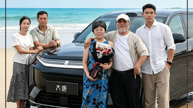 沉睡了很多年的蓝裙子，终于见到了大海，趁现在，带爱的人出发。#全尺寸闪充旗舰SUV大唐##带家人去旅