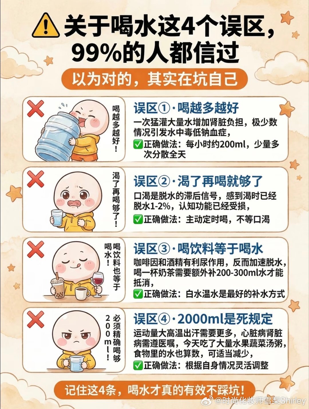 那个从来都不喝水的朋友怎么可以从来不喝水啊，水是生命之源，饮料是无法代替的呢。打