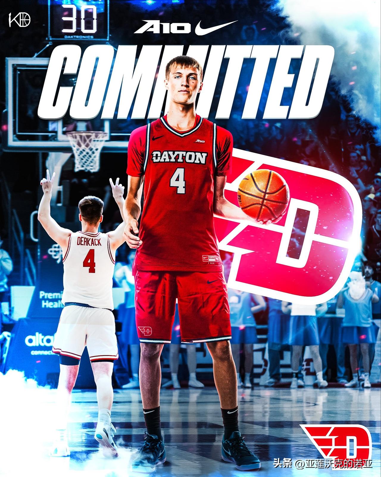 四星后卫Aiden Derkack宣布承诺NCAA男篮 代顿大学，由于主帅Kim