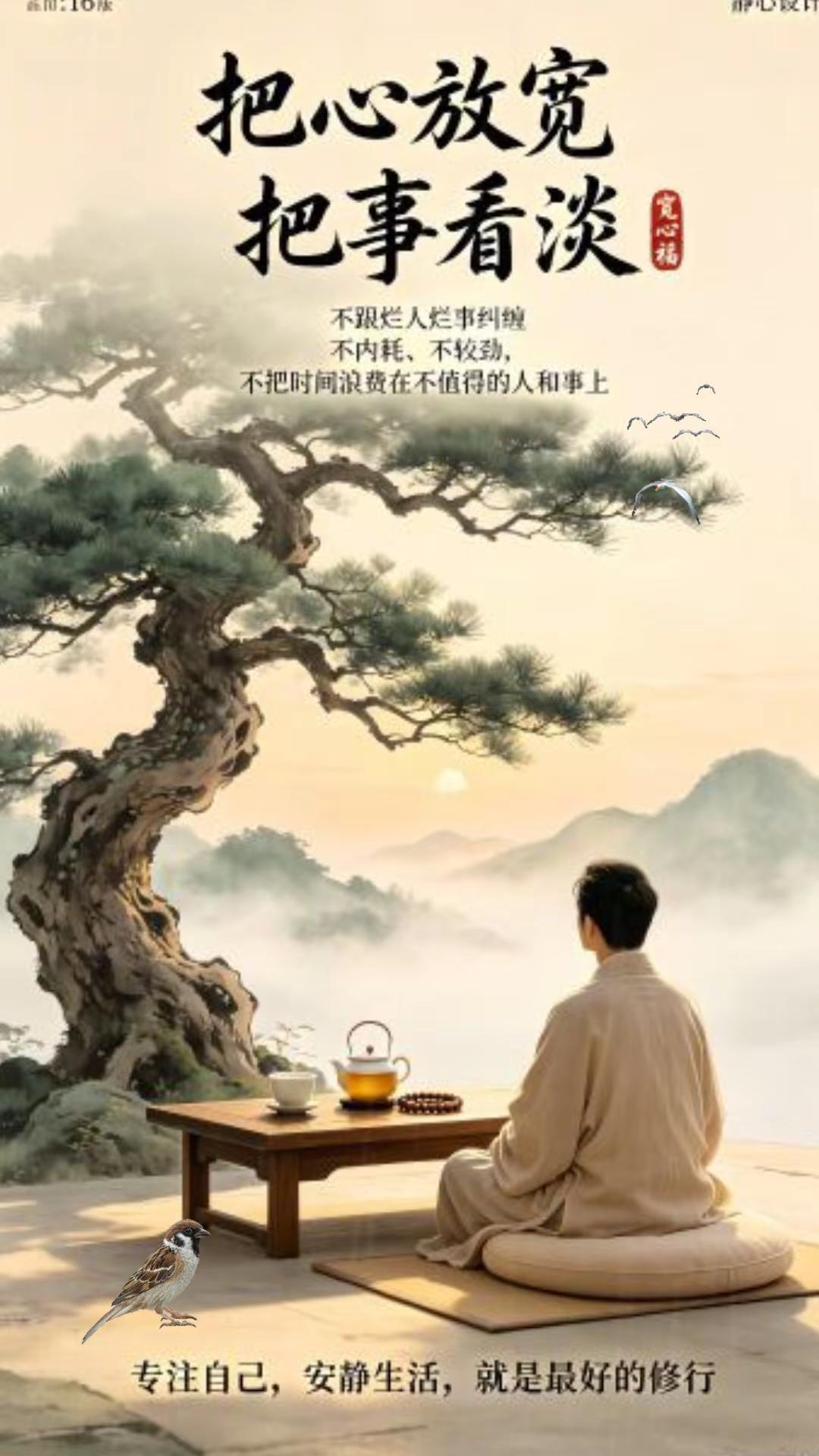 把心放宽，把事看淡………修行修心修性修自己 修身养性禅悟人生 把心放宽把事看淡 