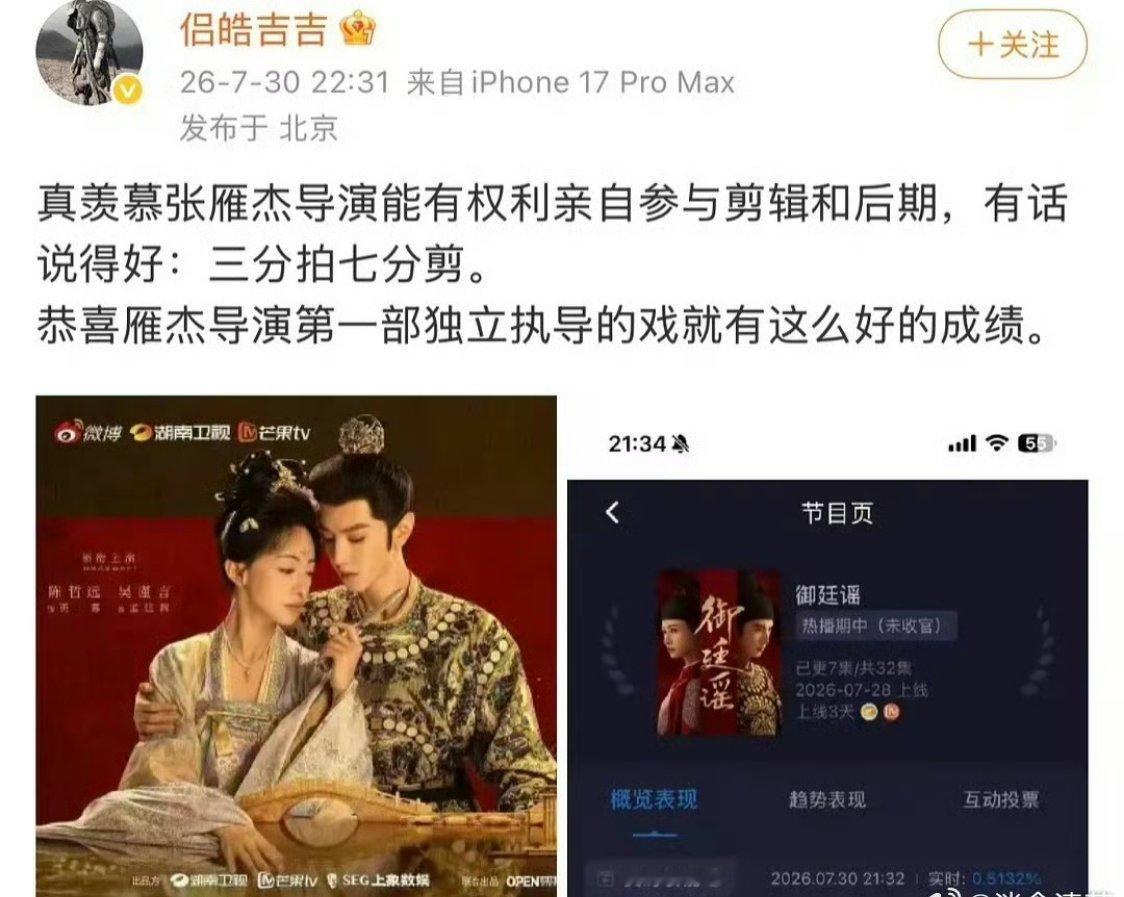 导演吉吉出来内涵，说羡慕别的导演能有权利亲自参与剪辑和后期吉吉扑了几部后，估计日