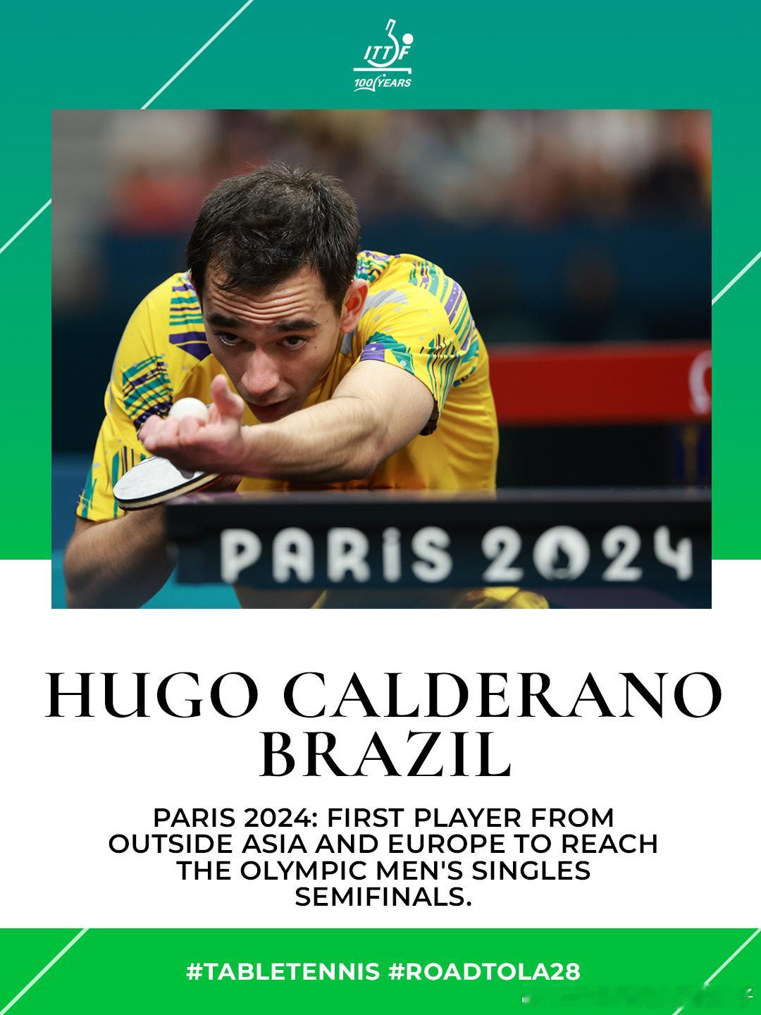 ITTF：雨果·卡尔德拉诺在2024巴黎奥运会书写历史，成为首位闯入奥运会乒乓球