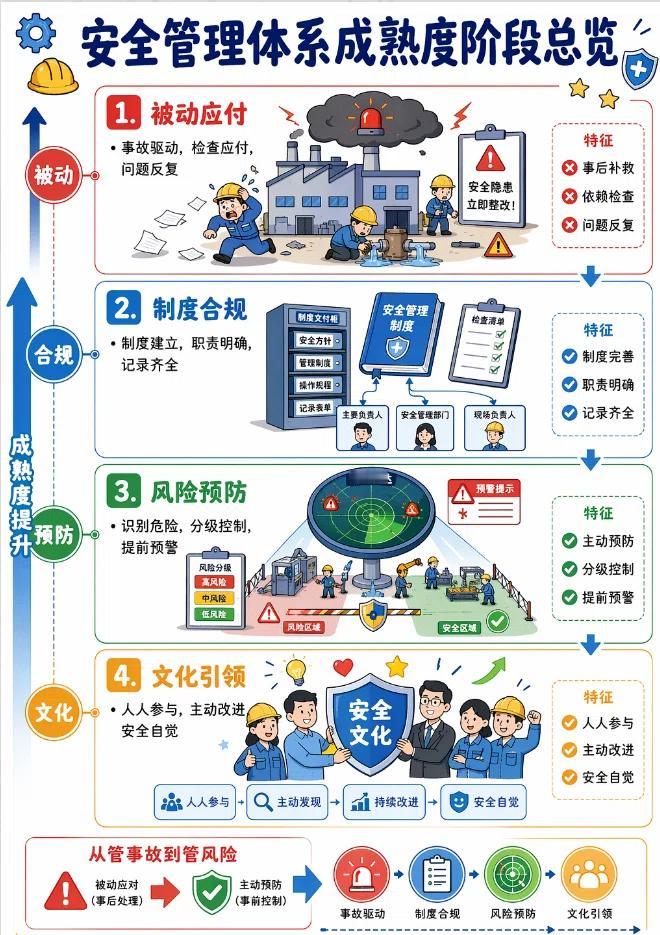 重磅！从“事故驱动”到“文化引领”：企业安全管理成熟度的4个台阶，你们在哪儿？