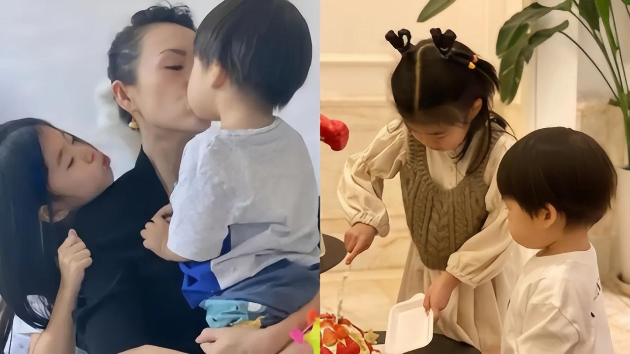 网爆章子怡带女儿，儿子定居深圳，孩子跟着妈妈才能幸福，所有的妈妈都一样的，平凡而