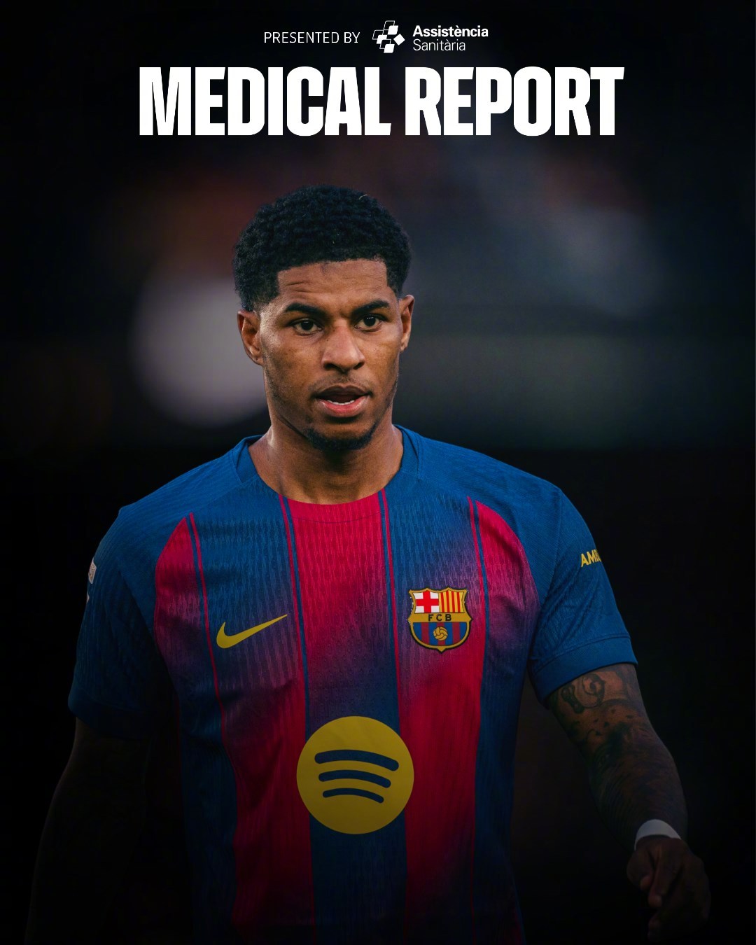 ❗️【伤情通报】一线队球员拉什福德因在对阵马略卡的比赛中受到撞击，左膝出现不适。