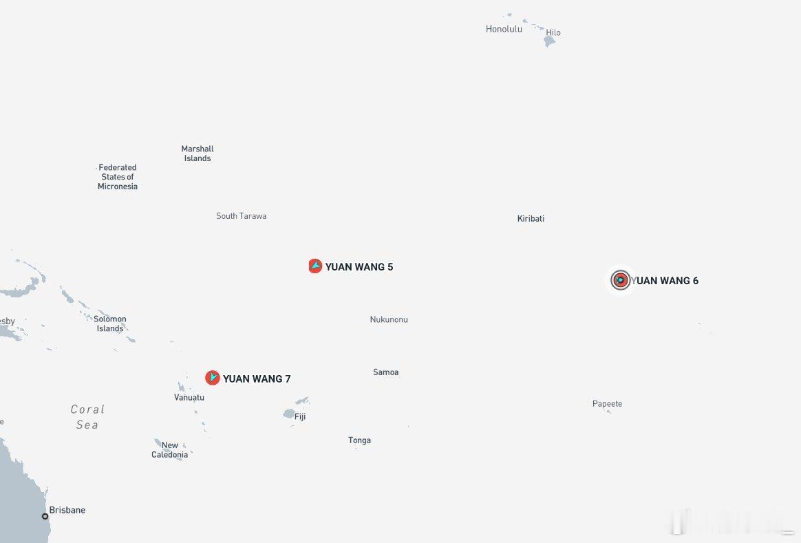 远望五号、六号、七号测控船目前都在南太平洋： 图二、三、四为资料。 