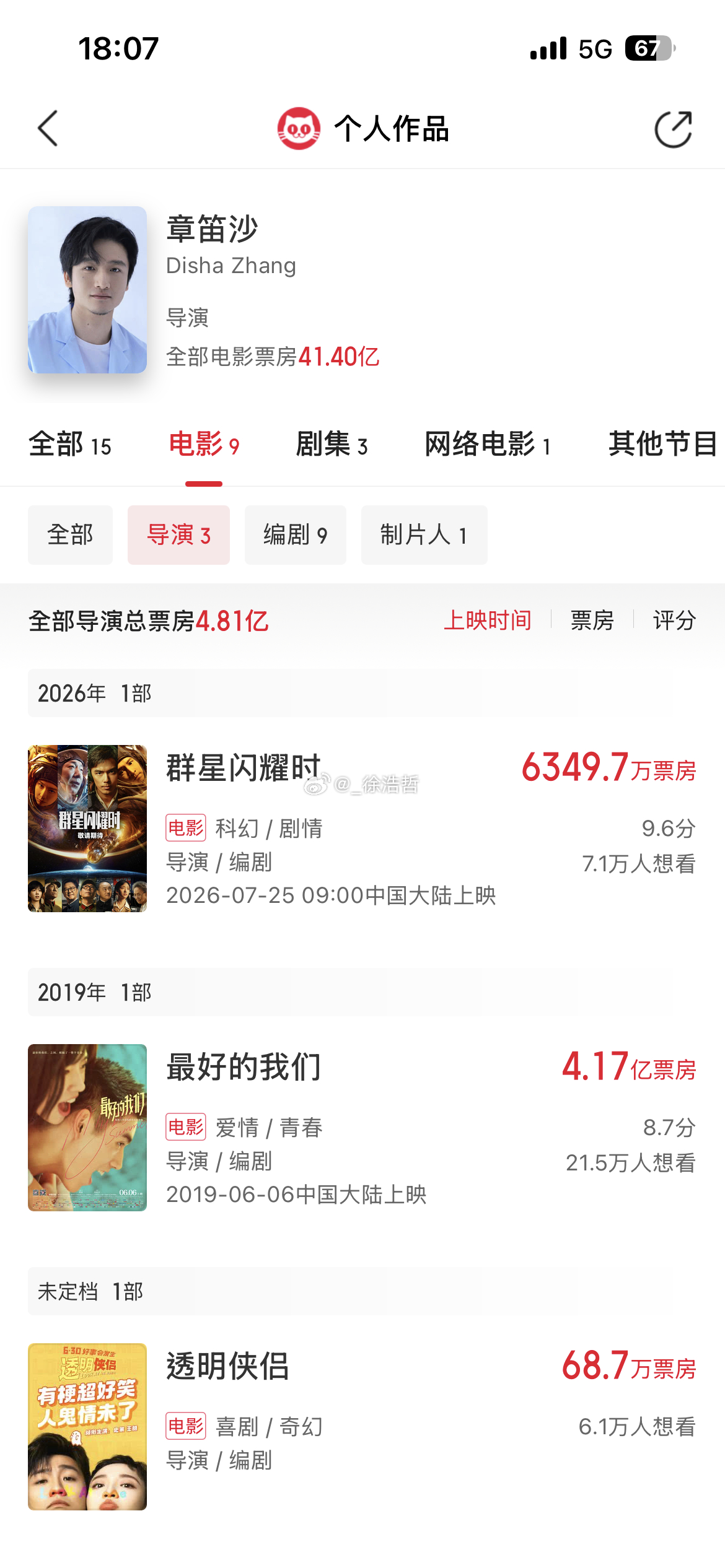 章笛沙导演一共导了三部电影，撤了俩....电影正当夏