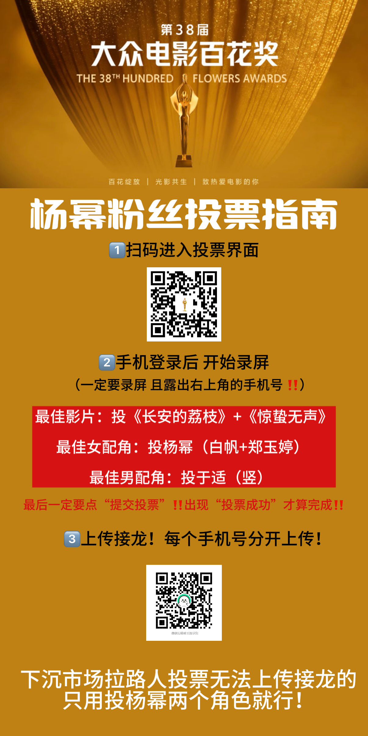 杨幂 3100+了！好演技要有回响！不遗余力的各平台宣传，不要满足于自己投一票，