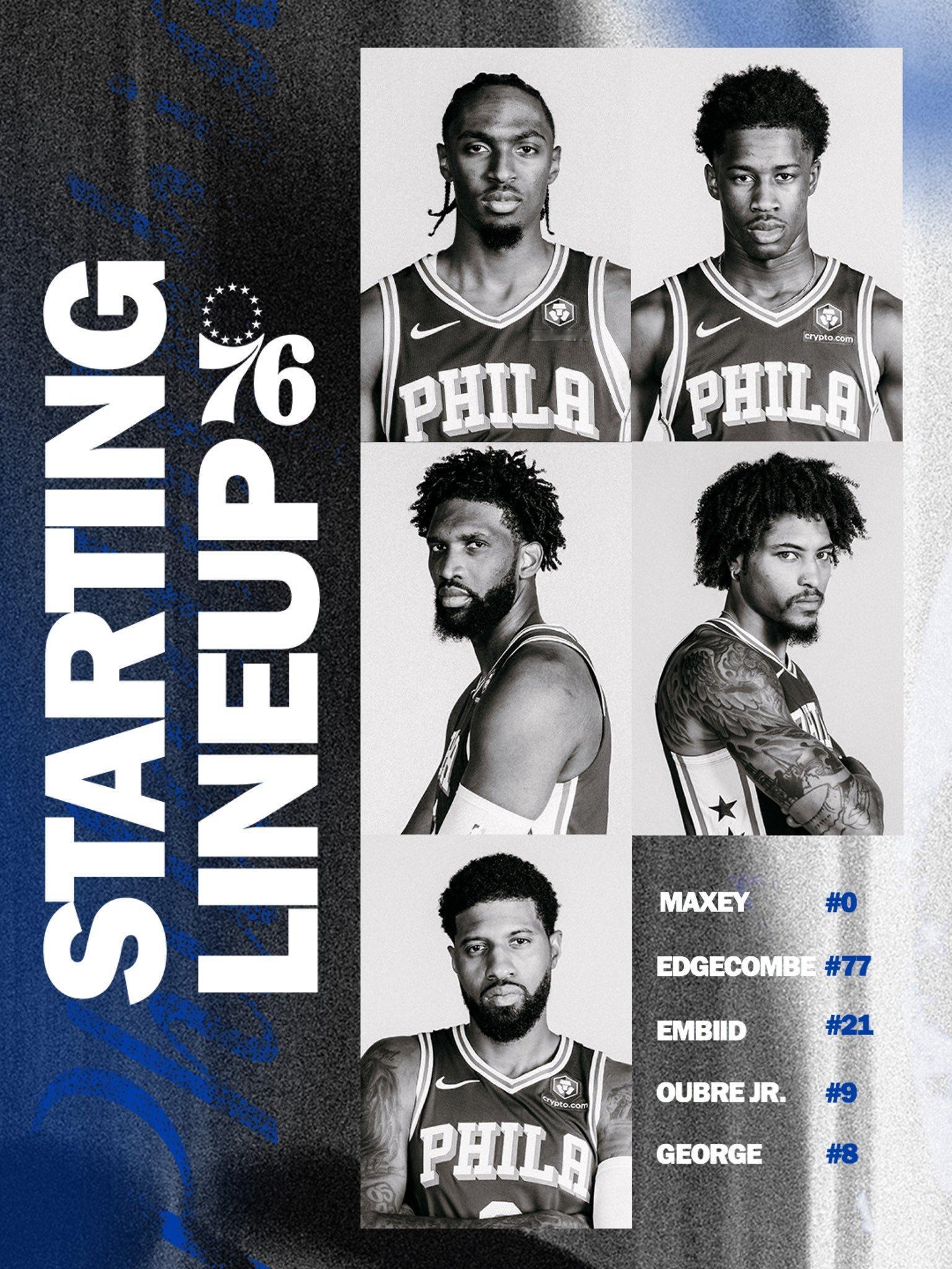 常规赛第47场：76人vs国王首发阵容名单：马克西、埃奇库姆、乌布雷乔治、恩比德