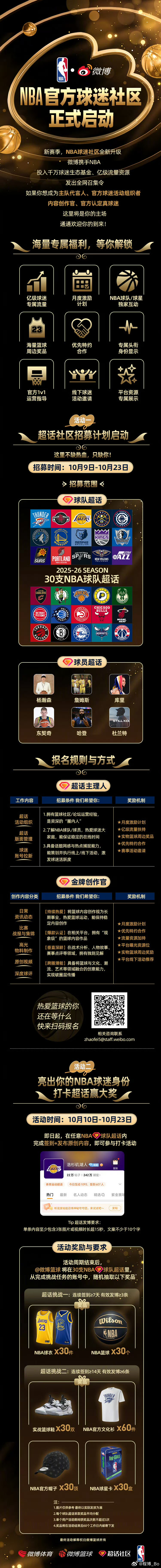 NBA官方球迷社区正式启动NBA与微博达成战略合作 赛季开始就来福利！新赛季除了