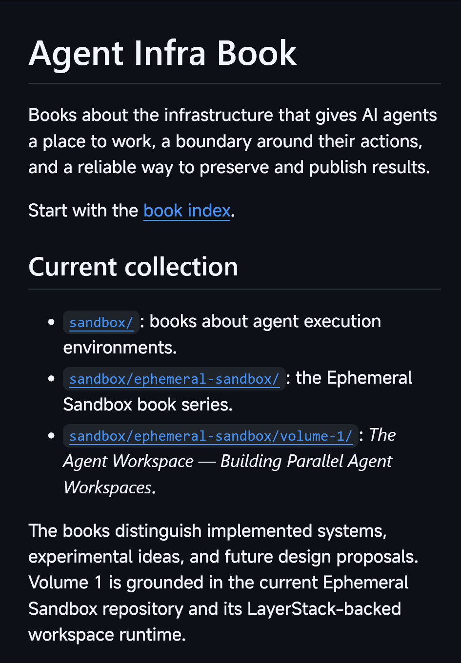 刚开始连载的电子书 Agent Infra Book （中英文版）地址：gith