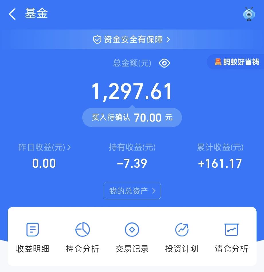 开始定投一个月了，每个月定投1500，有红利低波、标普500、纳指100等几个基