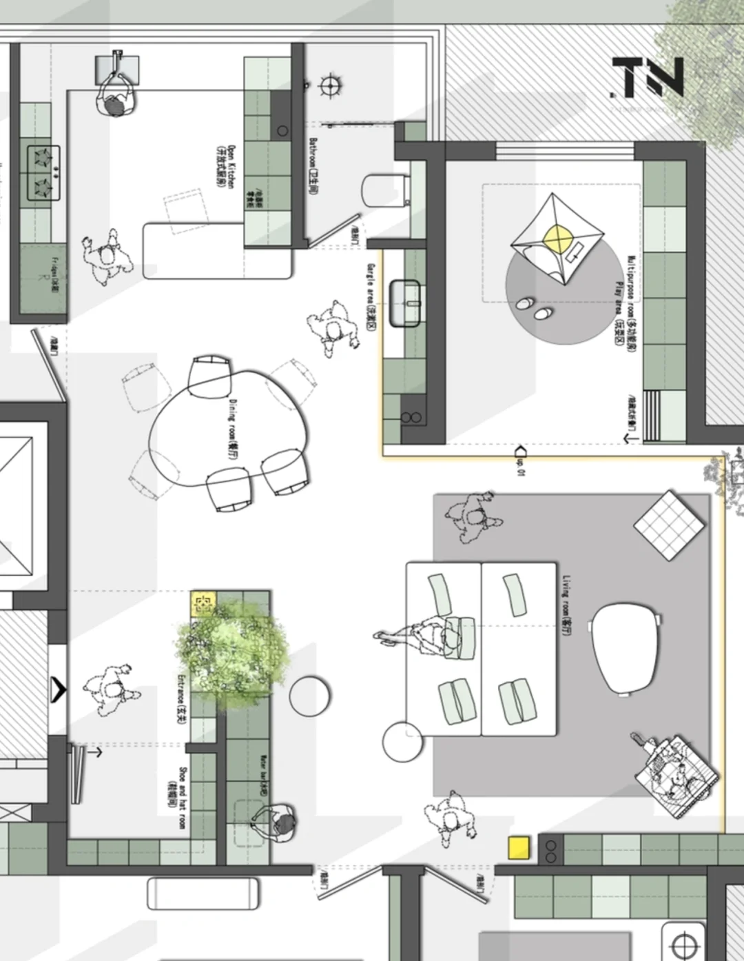 户型优化｜180平的百变大客厅｜五版方案