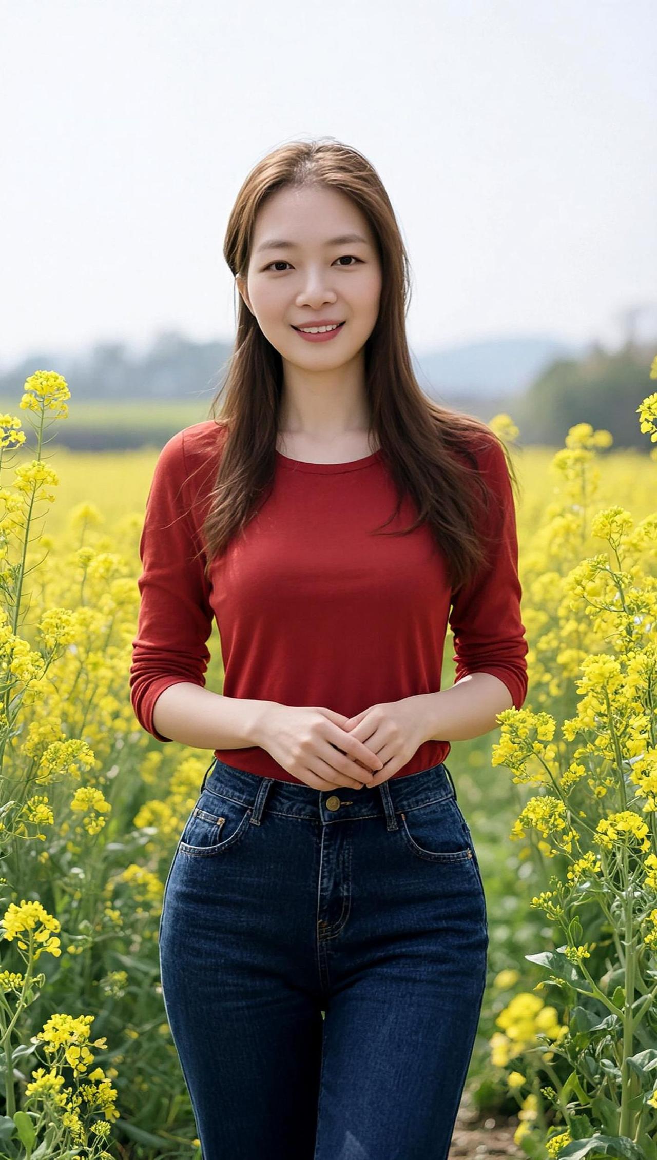 AI花田风情写真 油菜花户外 农村生活 日常分享