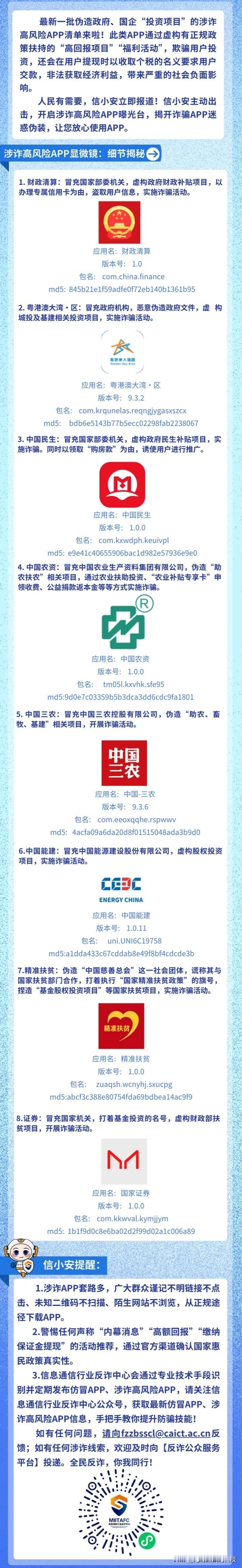 国家工信部紧急提醒！
这8个手机app都是涉诈高风险app，冒名顶替的假app 