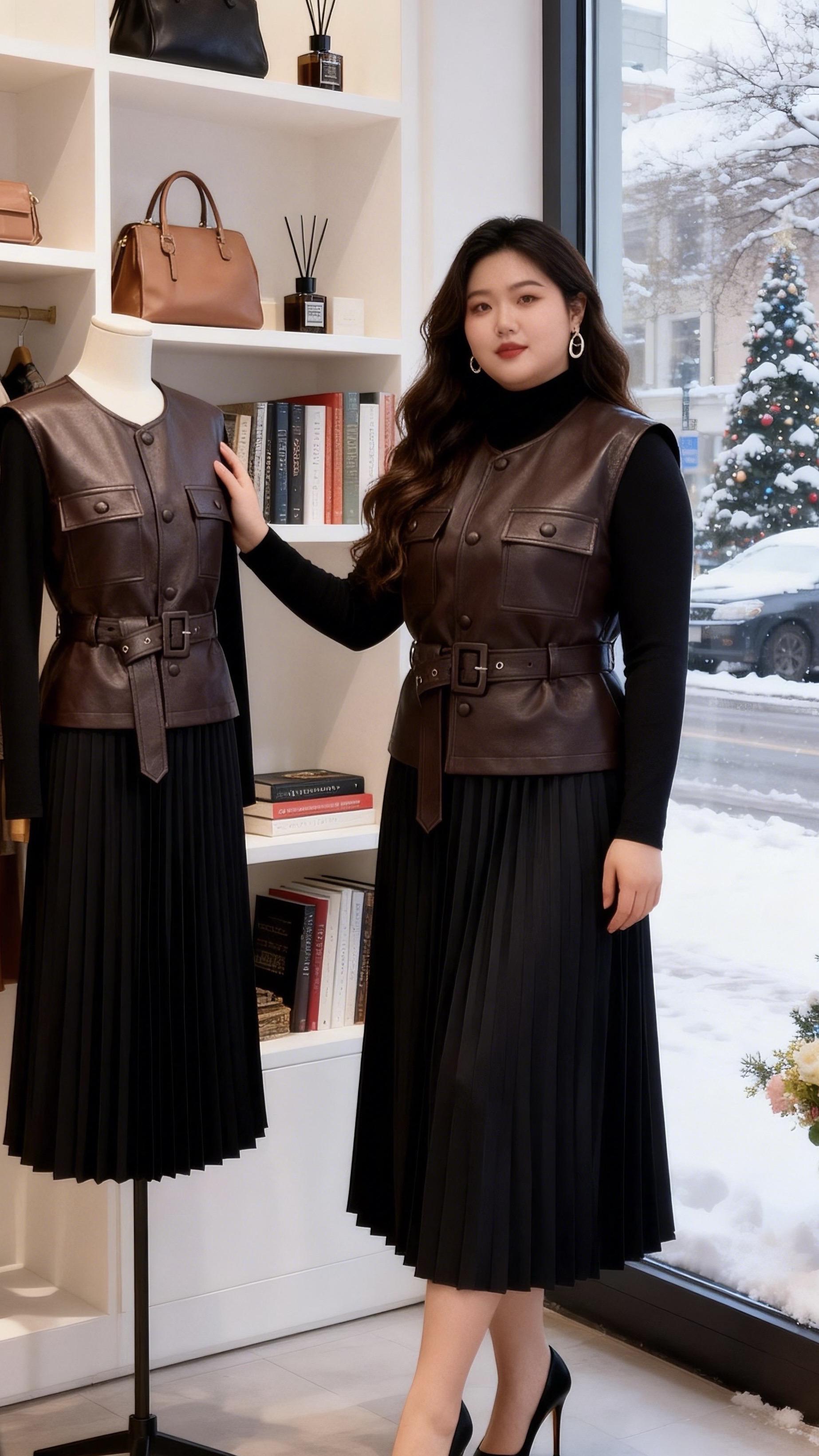 秋冬穿搭 保暖又好看一键入冬穿搭大码女装遮肉显瘦