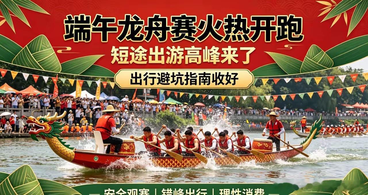 多地景区迎来客流高峰端午龙舟赛火热开跑，短途出游迎来高峰，出行避坑指南收好端午各