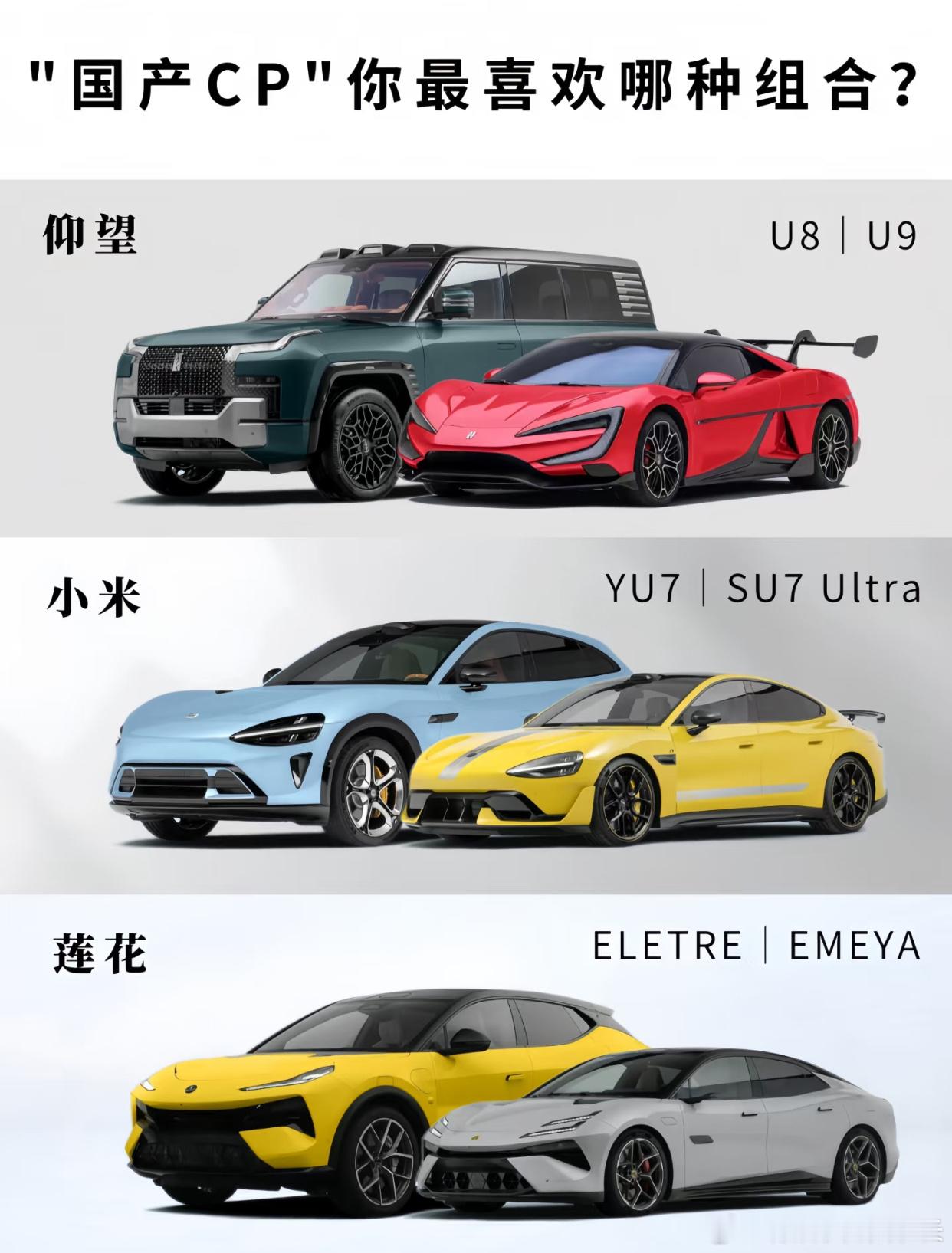 国产CP｜你更喜欢哪种组合？仰望U8：💰109.8w仰望U9：💰168w 小