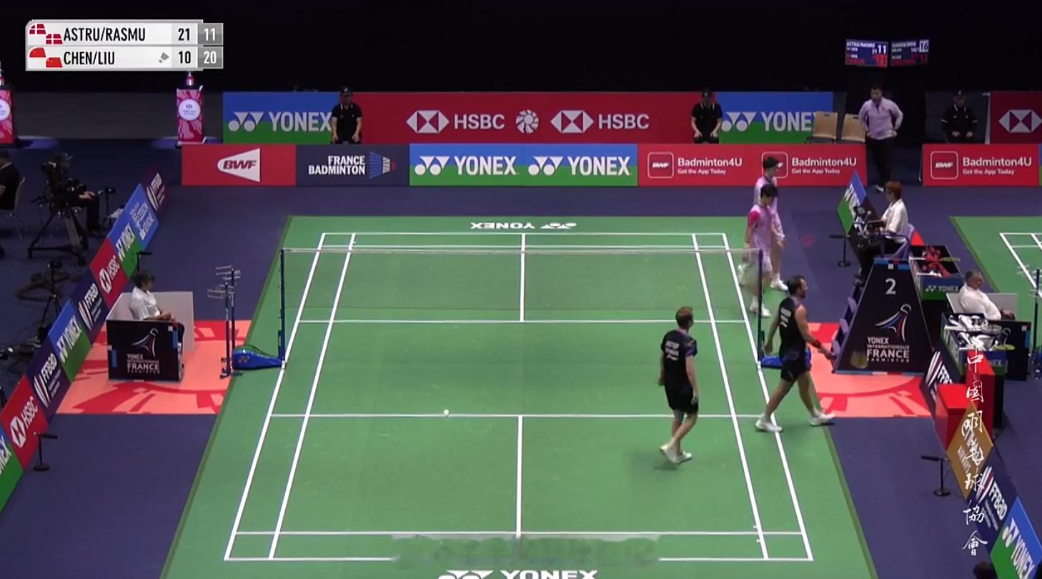 男双 1/16赛阿斯特鲁普(5)/安德斯 21-10 11-21 陈柏阳/刘毅决
