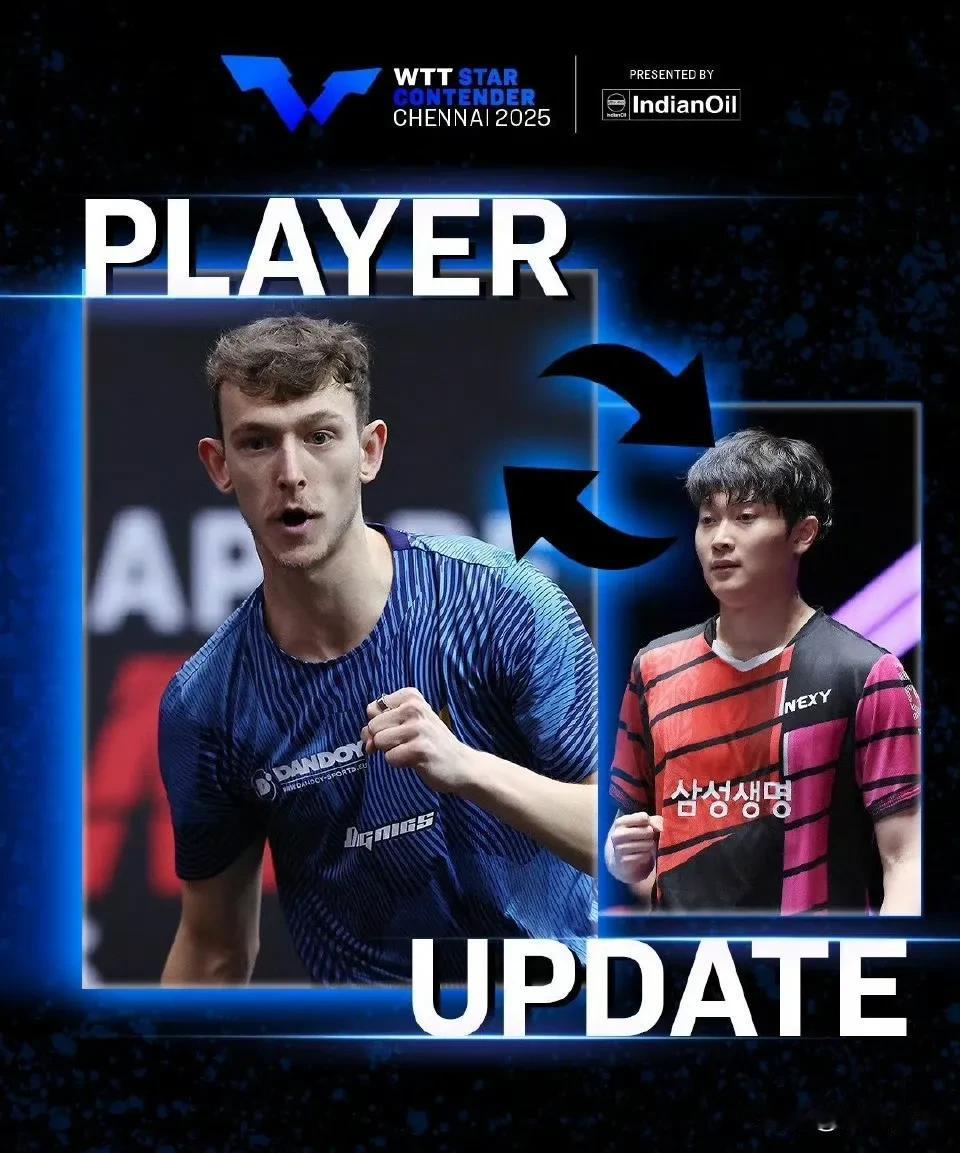 2025WTT球星挑战赛金奈站
名单更新：3.24
赵大成🇰🇷退赛，拉森福斯