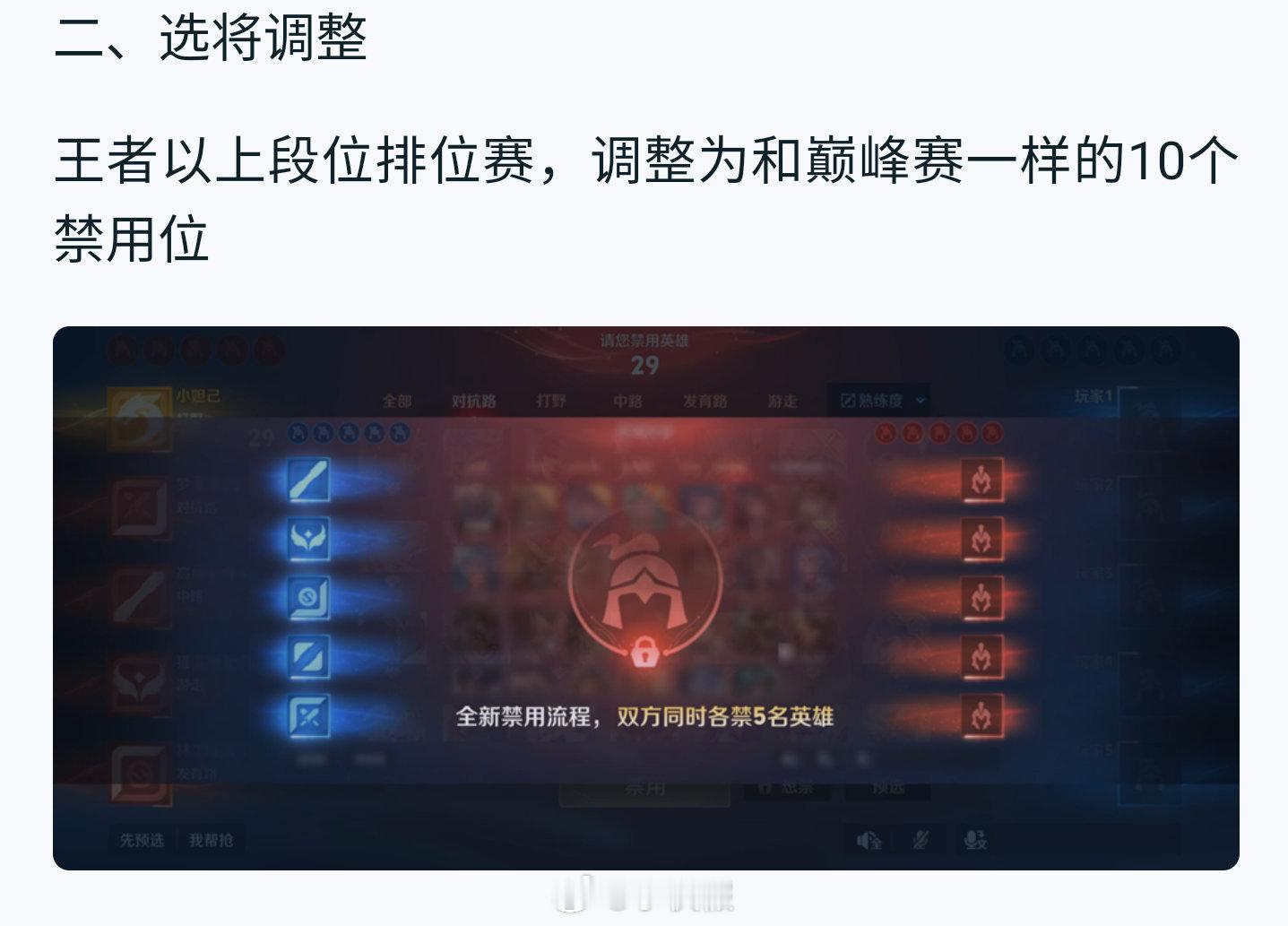 体验服更新 王者段位以上也会有10ban位 以后我的马瑶更拿不到了[淡淡的] 