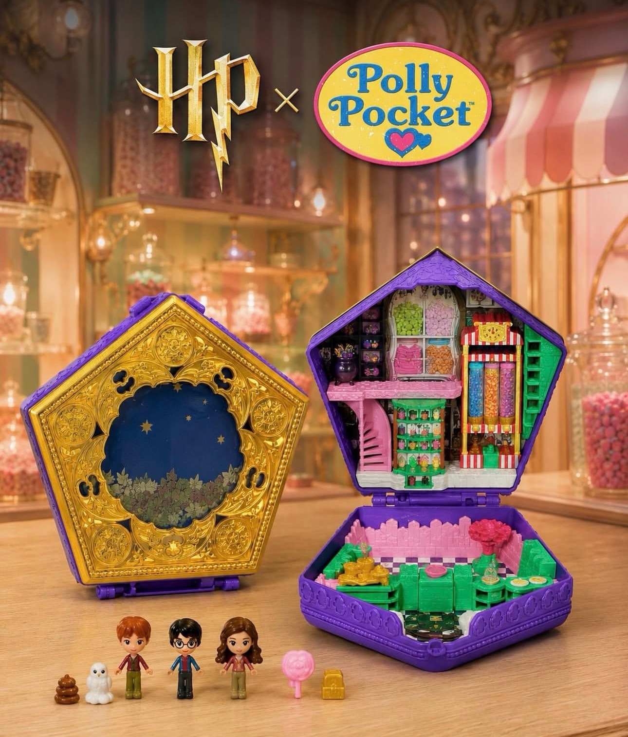 一款Polly Pocket x 哈利·波特联名产品即将推出，外形是巧克力蛙设计