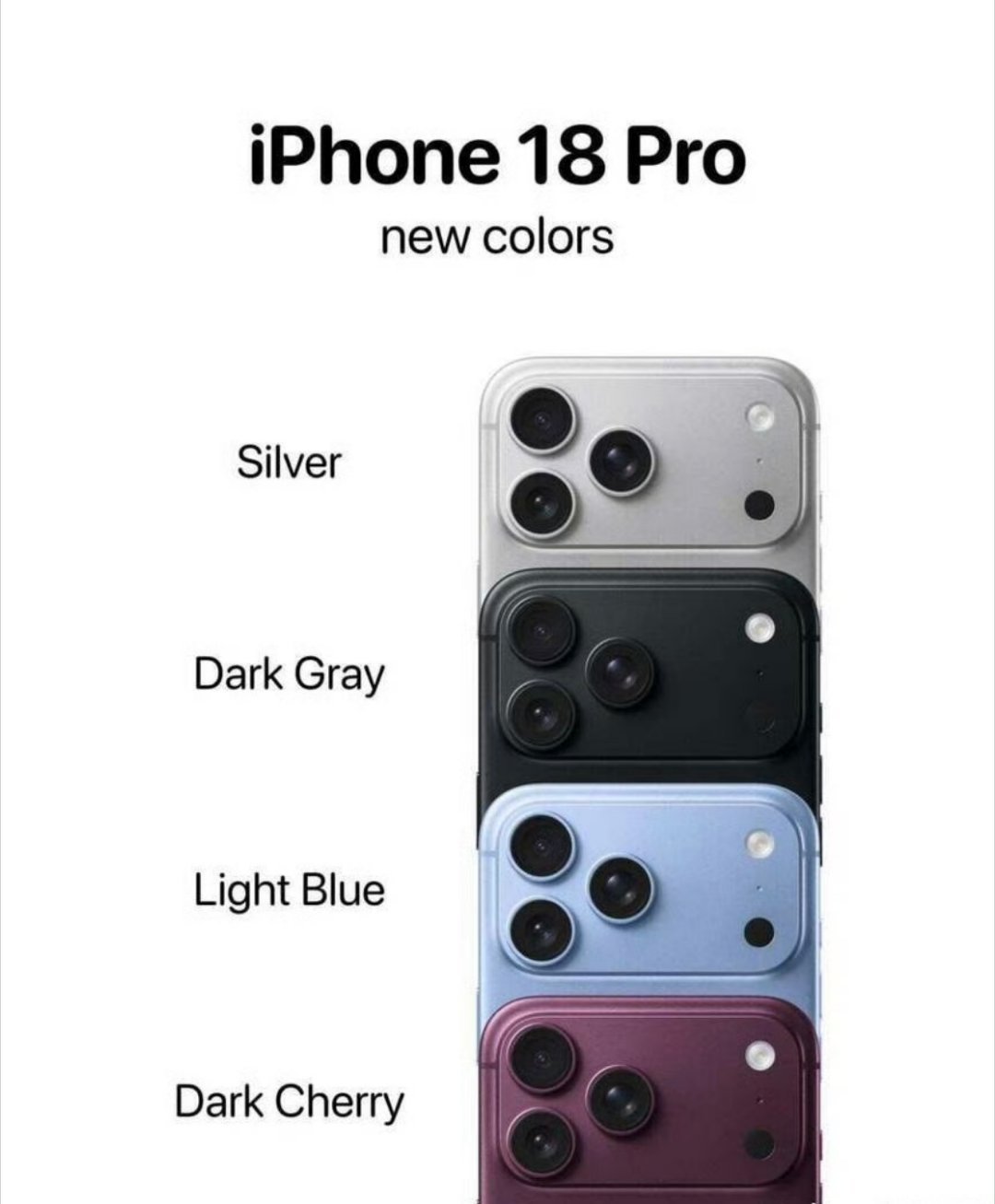 曝iPhone18Pro配色大换血今年iPhone18 Pro直接把主打色换成酒