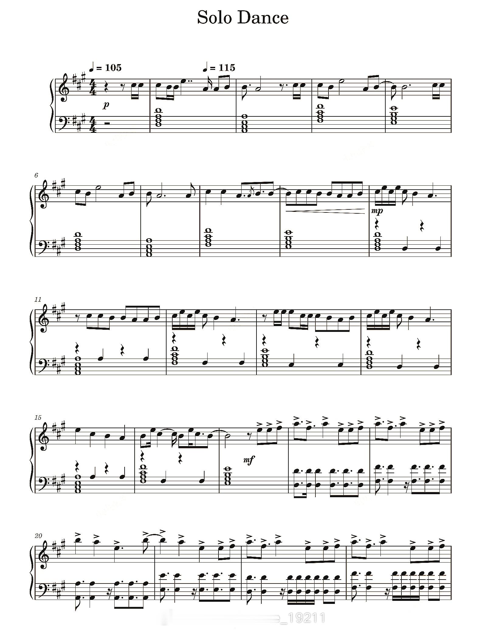 钢琴谱：《Solo Dance》Martin Jensen / Mads Dyh