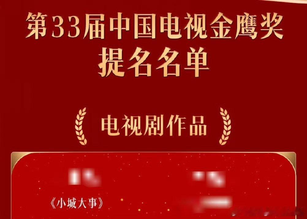 小城大事提名金鹰奖恭喜小城大事提名金鹰奖电视剧作品，至今的央八酷云年亚，正二八经