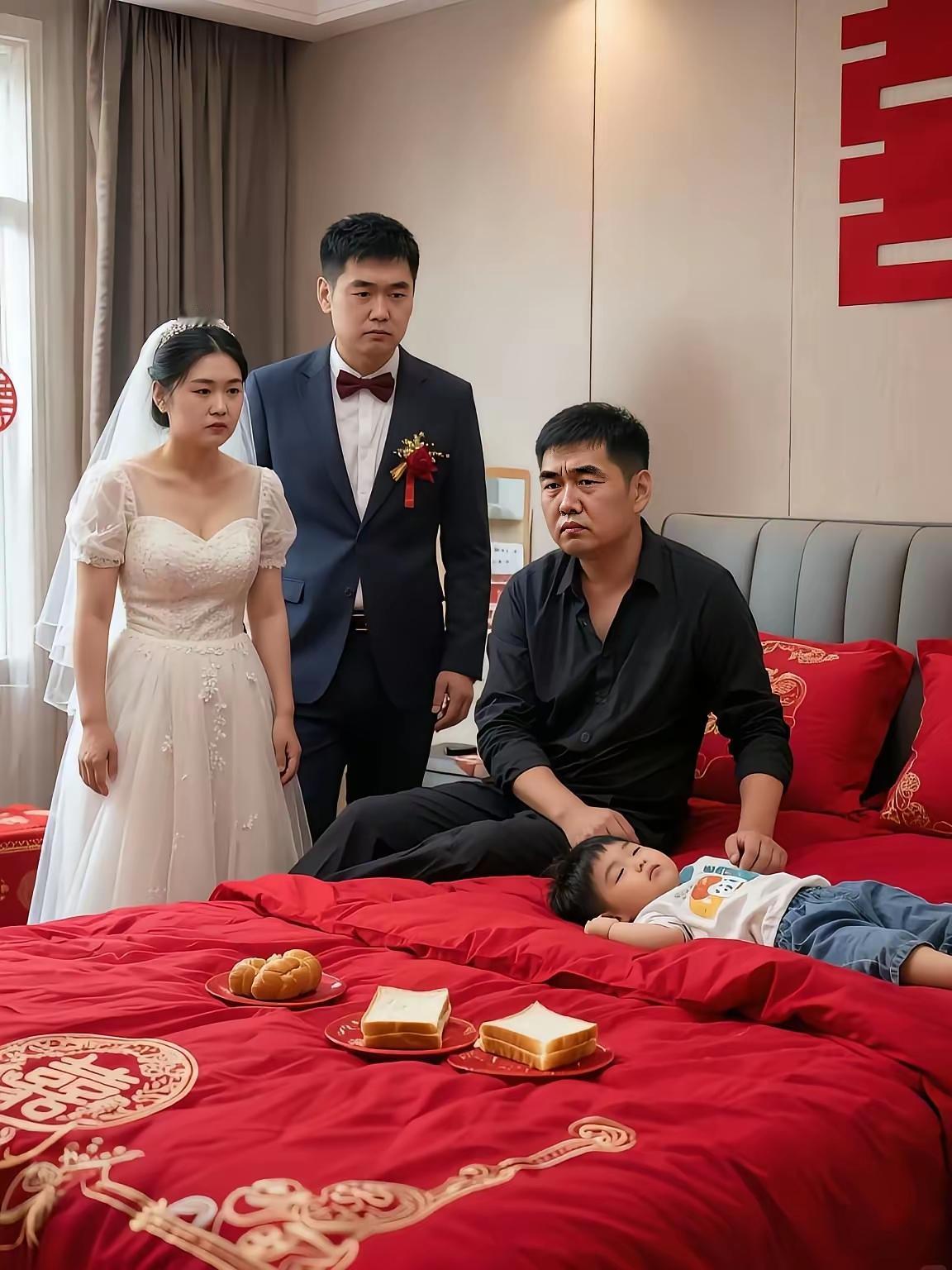 双喜同到家，
结婚带着娃。
免去怀胎苦，
过门就当妈。