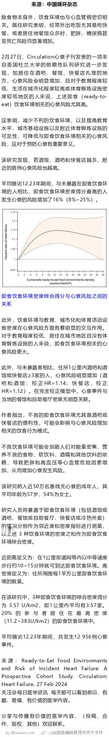 酒吧或快餐店扎堆儿，增附近居民心衰风险！Circulation子刊研究2月27日