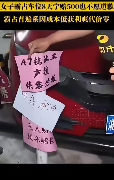 “愿意赔500，但不道歉”：长沙女车主占车位8天，为何最后被“公职身份”反噬？