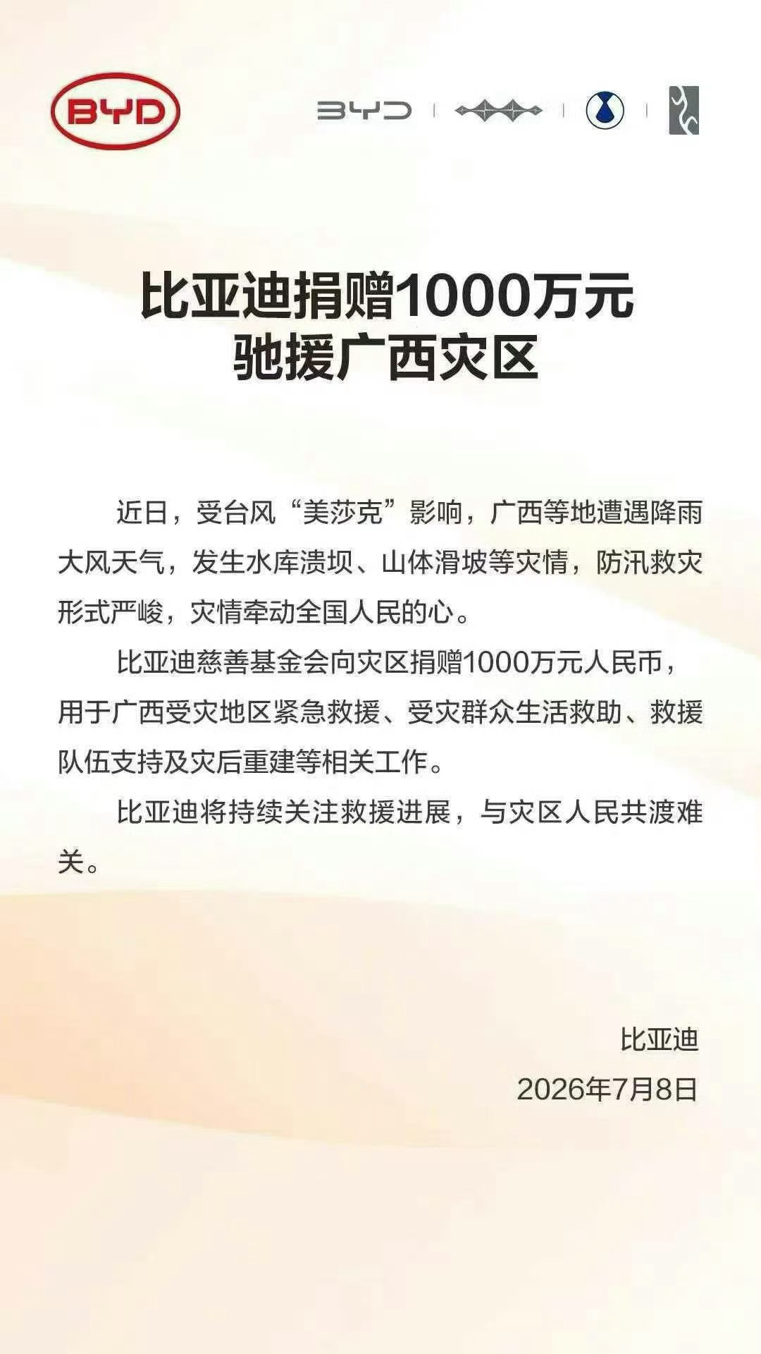 所以今天比亚迪股票应该涨！比亚迪