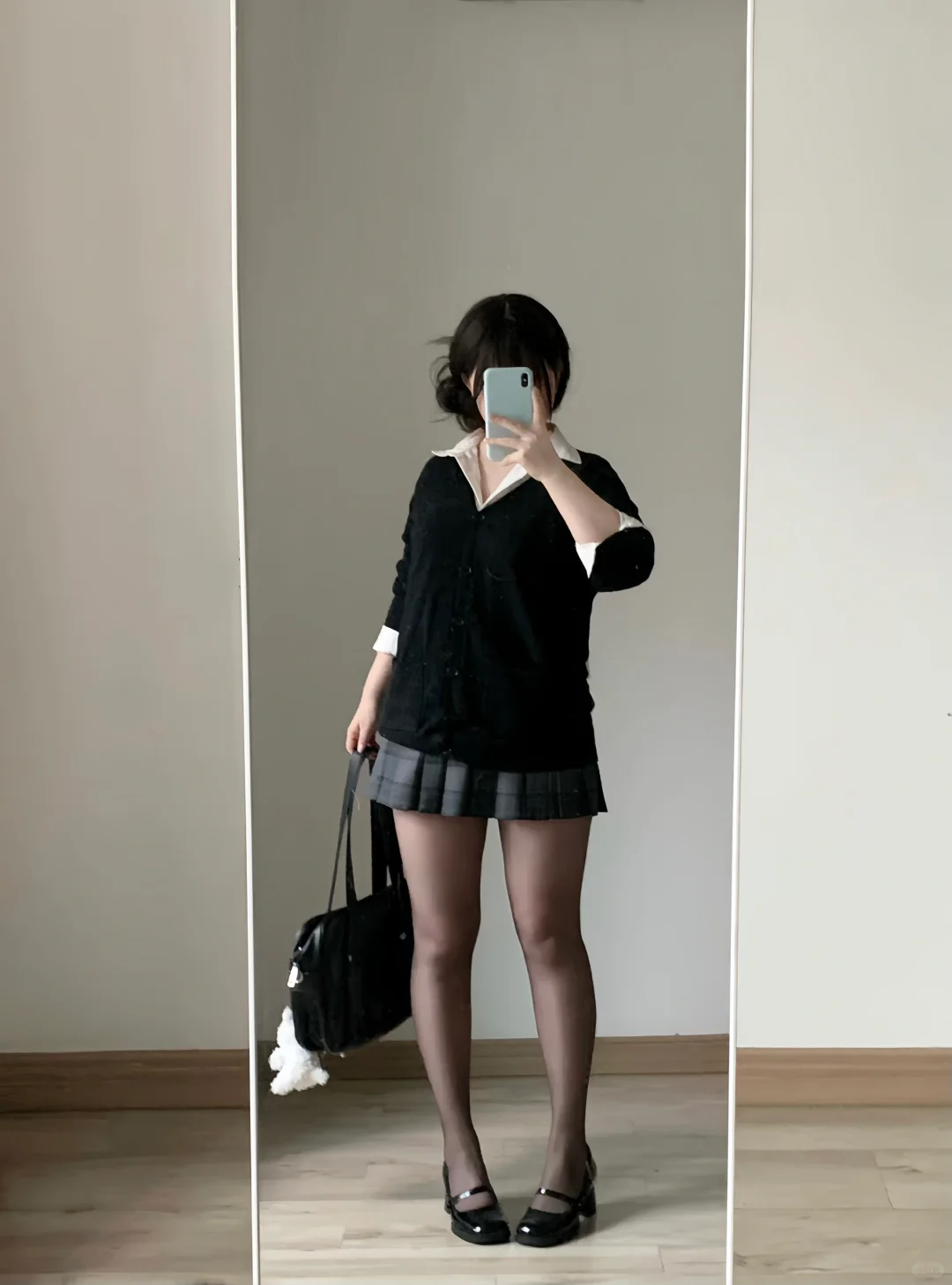 160 120｜JK秋天不露腿黑丝穿搭～学姐感拉满