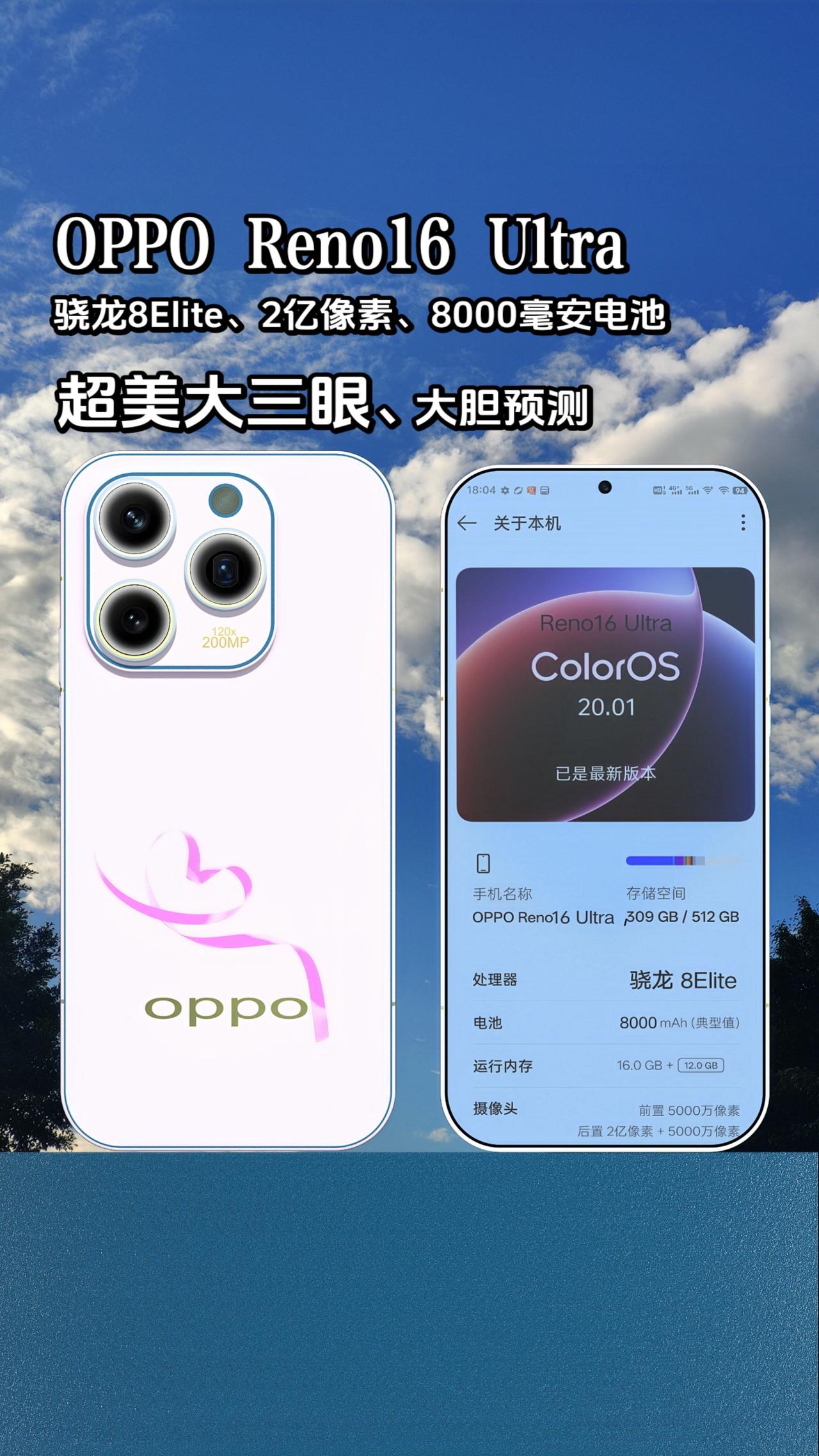 Reno16ultra超美大三眼，外观预测