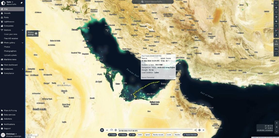 今天发生了两起油轮事故。第一起是“天光号”（SKYLIGHT，舷号9330020
