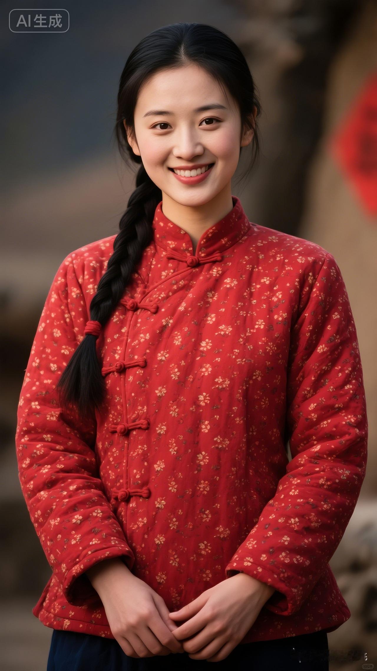 古风少女，红衣飘飘，笑靥如花。