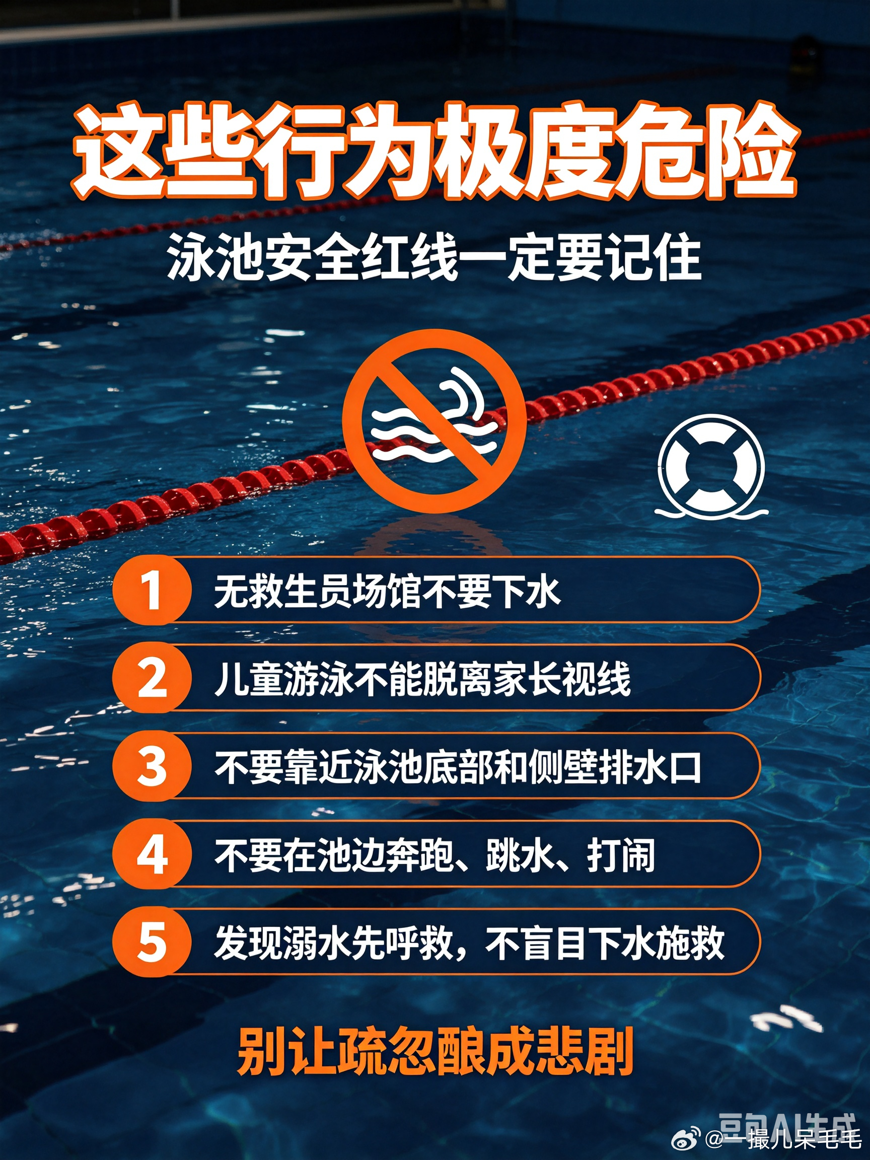 监控画面还原男孩被排水口吸住溺亡这些行为极度危险！千万别忽视❌ 不要在无救生员的