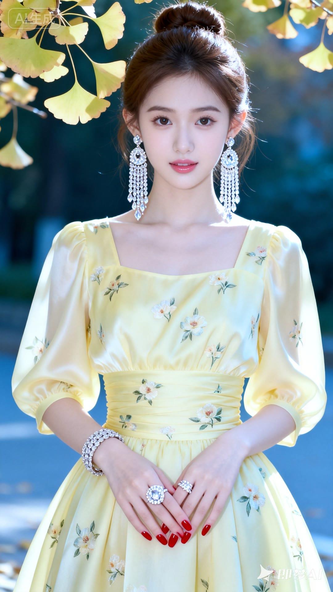 玉颜花钿映，金钗玉佩辉。